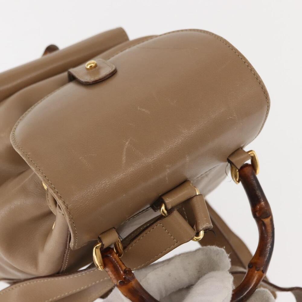 GUCCI Bamboo Backpack Leather Beige Gold 003 3444 0030 Auth ep11512 - Picture 6 of 16